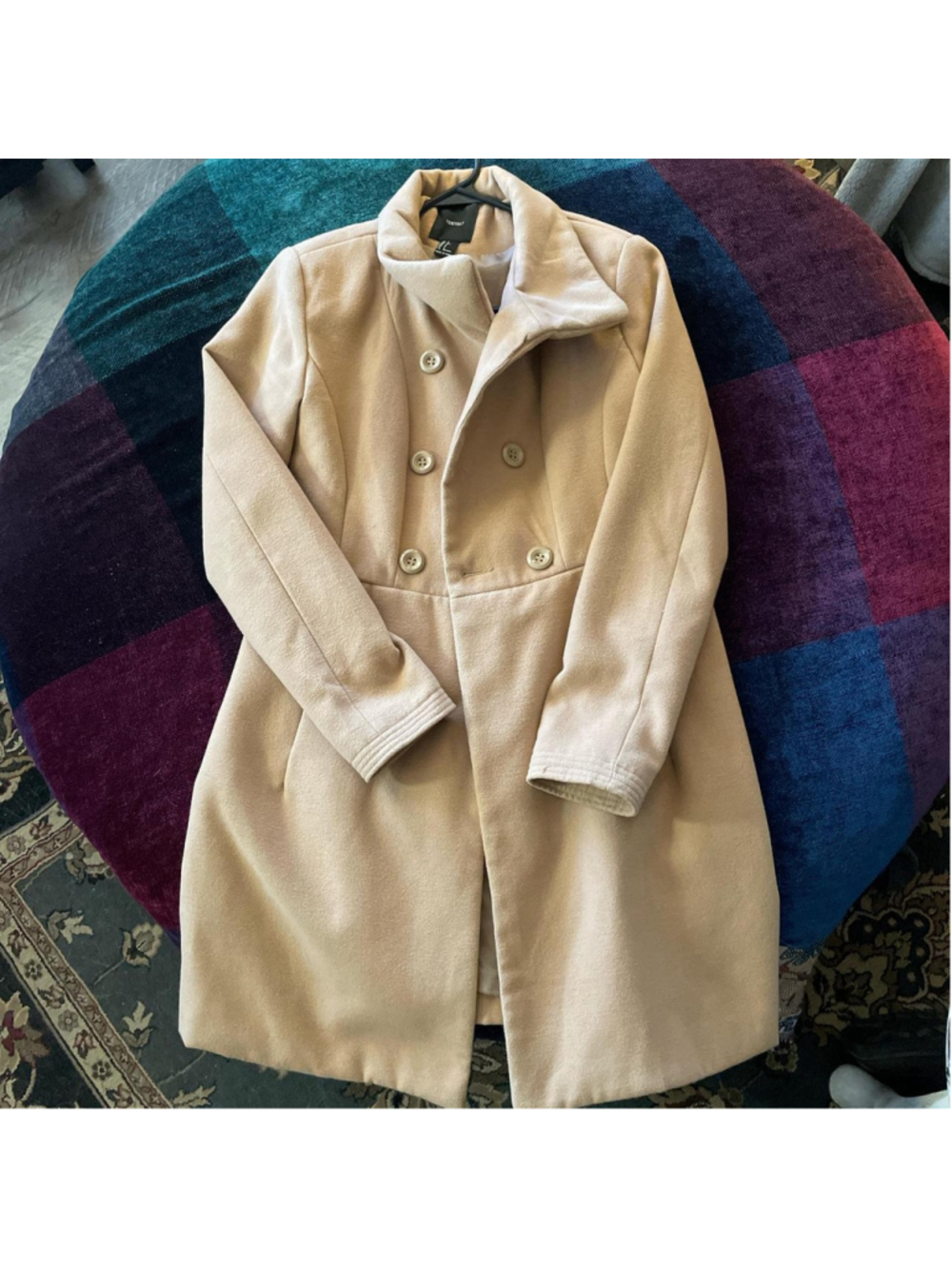 Cream and tan / camel pea coat #wintercoat